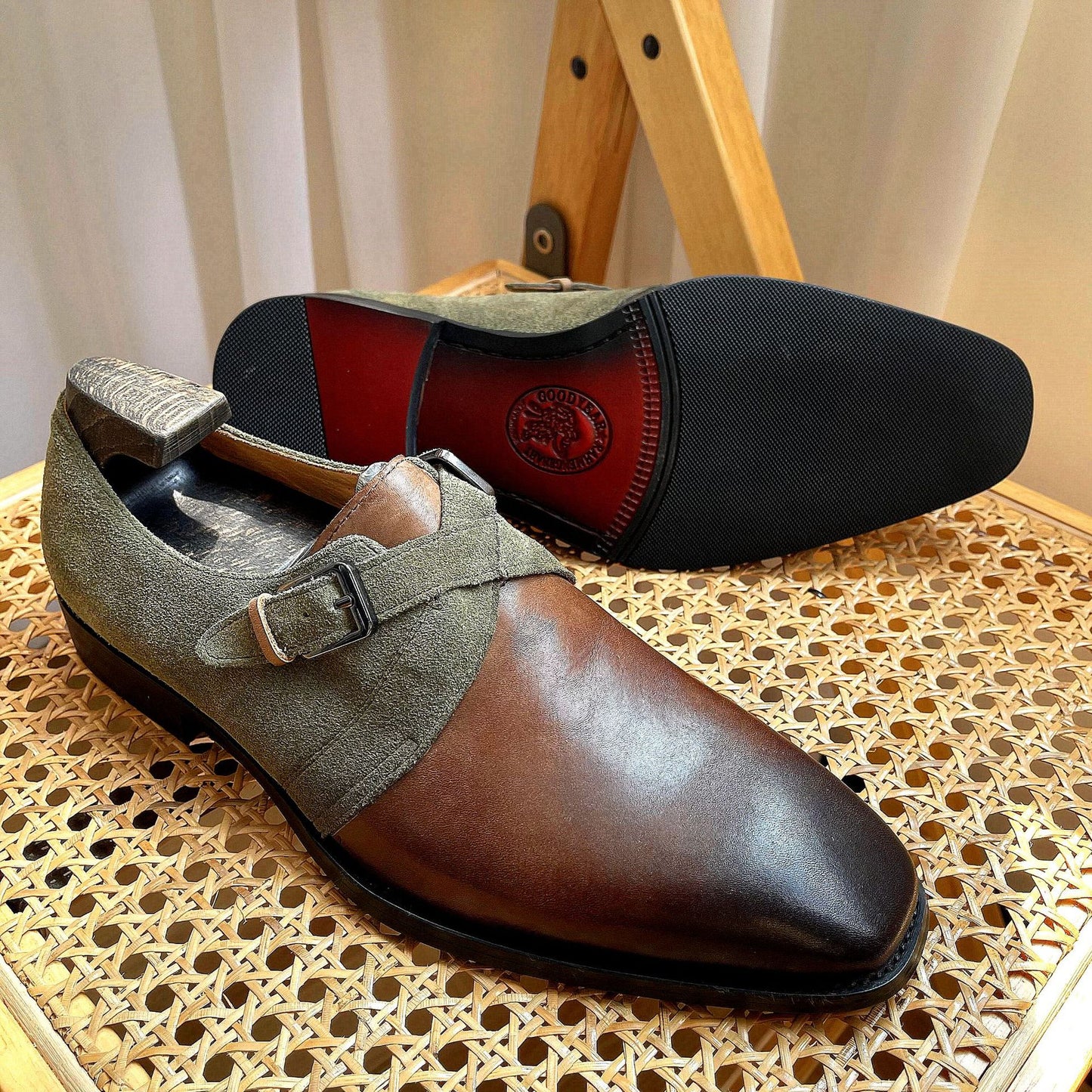 Buckle polished British top layer cowhide business suit handmade shoes