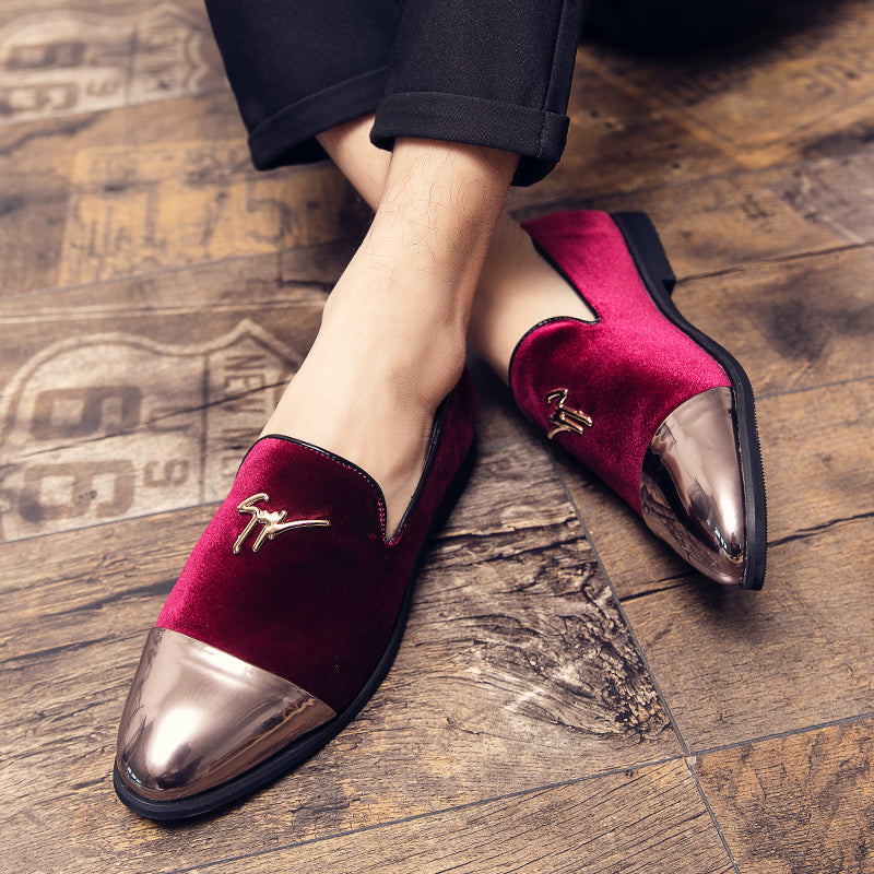 Gold Toe Suede Pointed Toe Slip On Shoes