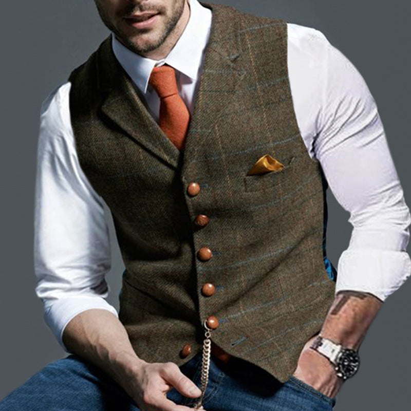 2021 Fall Men's Vest Vest Casual Check Slim Jacket(7colors)