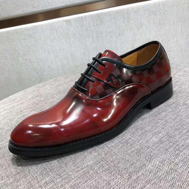 Men's Classic Plaid Formal Leather Dress Shoes