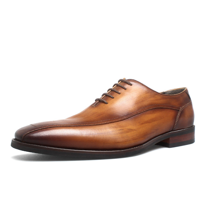 fashion handmade leather shoes square toe wedding shoes